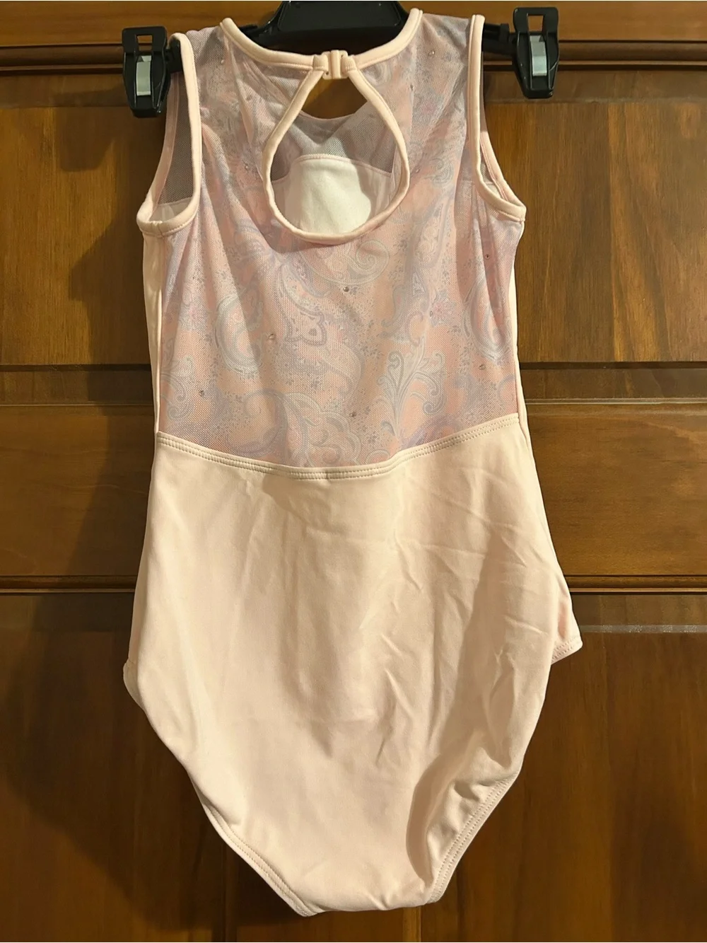 Mirella Pale Pink Sleeveless Bodysuit with Sheer Yoke